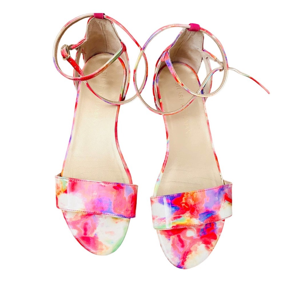 Stuart Weitzman Multicolor Block Heel Sandals - S… - image 1